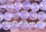CTG1394 15.5 inches 4mm faceted round tiny white moonstone beads