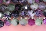 CTG1673 15.5 inches 3mm faceted round tiny ruby zoisite beads