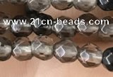 CTG2506 15.5 inches 4mm faceted round smoky quartz beads