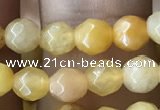 CTG2517 15.5 inches 4mm faceted round yellow jade beads