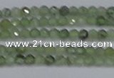 CTG634 15.5 inches 3mm faceted round green rutilated quartz beads
