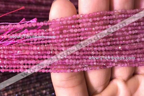 CTG705 15.5 inches 2mm faceted round tiny pink tourmaline beads