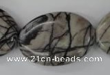 CTJ225 15.5 inches 25*35mm oval black water jasper beads wholesale