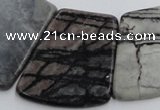 CTJ75 Top drilled 20*25mm - 26*32mm trapezoid black water jasper beads