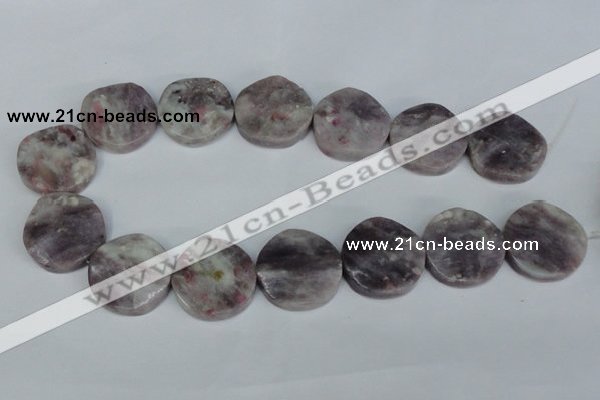 CTO234 15.5 inches 30mm wavy coin tourmaline gemstone beads