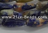 CTR111 15.5 inches 8*20mm faceted teardrop orange sodalite beads