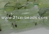 CTR136 15.5 inches 10*30mm faceted teardrop green rutilated quartz beads