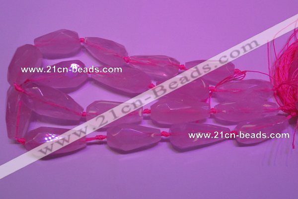 CTR203 16*35mm - 20*45mm faceted teardrop rose quartz beads