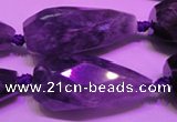 CTR205 15*30mm - 18*45mm faceted teardrop amethyst gemstone beads
