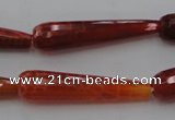 CTR46 15.5 inches 10*40mm faceted teardrop natural fire agate beads