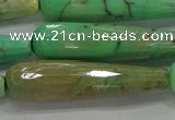 CTR67 15.5 inches 10*40mm faceted teardrop grass agate beads