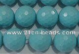 CTU1225 15.5 inches 14mm faceted round synthetic turquoise beads