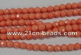CTU1320 15.5 inches 3mm faceted round synthetic turquoise beads