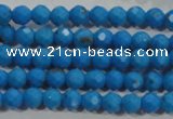 CTU1631 15.5 inches 6mm faceted round synthetic turquoise beads
