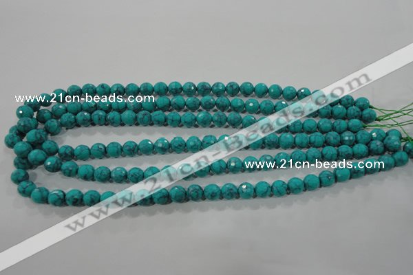 CTU1683 15.5 inches 8mm faceted round synthetic turquoise beads