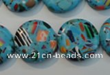CTU2016 15.5 inches 18mm flat round synthetic turquoise beads