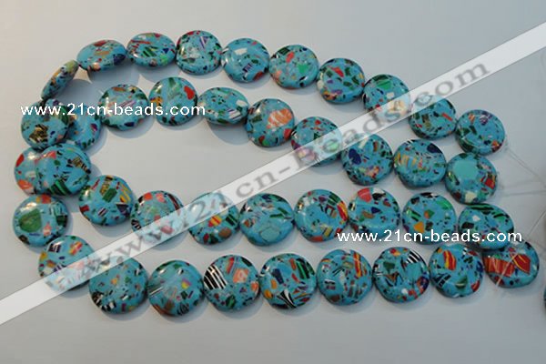 CTU2016 15.5 inches 18mm flat round synthetic turquoise beads