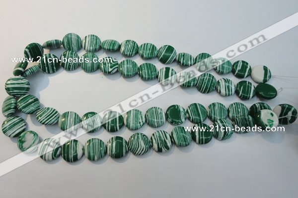 CTU2053 15.5 inches 14mm flat round synthetic turquoise beads