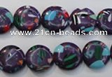 CTU2122 15.5 inches 12mm flat round synthetic turquoise beads