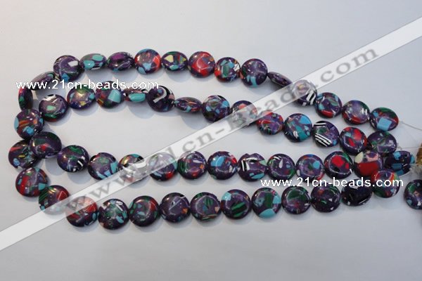 CTU2122 15.5 inches 12mm flat round synthetic turquoise beads