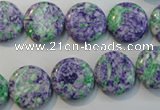 CTU2164 15.5 inches 16mm flat round synthetic turquoise beads