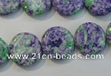 CTU2165 15.5 inches 18mm flat round synthetic turquoise beads