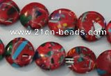 CTU2194 15.5 inches 16mm flat round synthetic turquoise beads