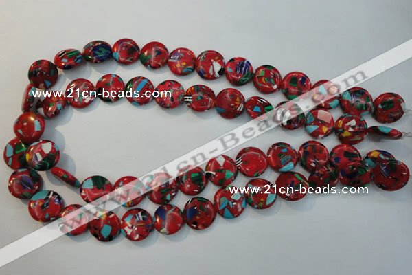 CTU2194 15.5 inches 16mm flat round synthetic turquoise beads
