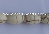 CTU38 15.5 inches 10*16mm rice shape white turquoise beads Wholesale