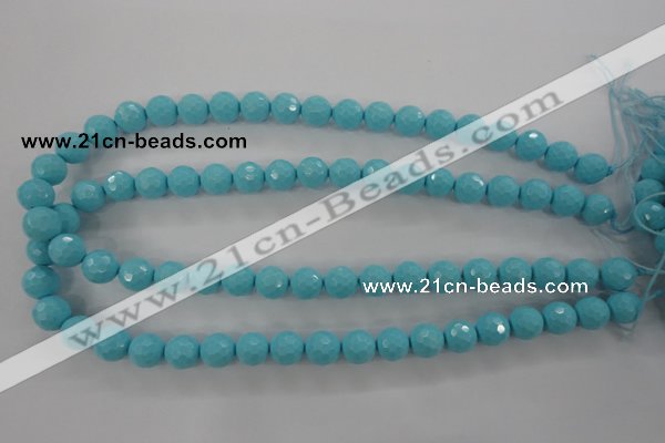 CTU914 15.5 inches 12mm faceted round synthetic turquoise beads