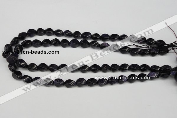 CTW146 15.5 inches 8*11mm twisted rice blue goldstone beads