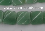 CTW354 15.5 inches 16*16mm twisted square green aventurine beads