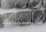 CTW357 15.5 inches 16*16mm twisted square eagle eye jasper beads