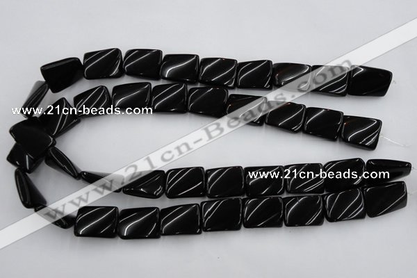 CTW377 15.5 inches 15*20mm twisted rectangle black agate beads