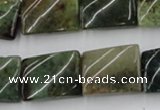CTW378 15.5 inches 15*20mm twisted rectangle moss agate beads