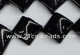 CTW46 15.5 inches 15*15mm twisted diamond black agate beads
