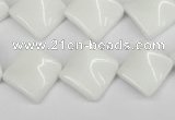 CTW57 15.5 inches 15*15mm twisted diamond white agate beads