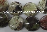 CUG151 15.5 inches 16mm flat round australian unakite beads