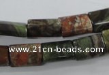 CUG158 15.5 inches 10*15mm flat tube australian unakite beads