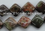 CUG165 15.5 inches 12*12mm diamond australian unakite beads