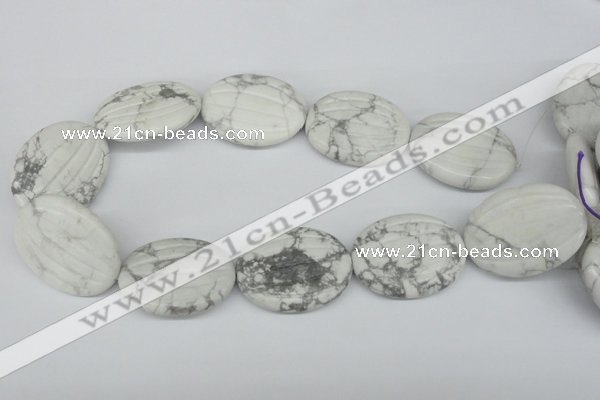 CWB70 15.5 inches 30*40mm carved oval natural white howlite beads