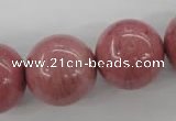 CWF19 15.5 inches 20mm round pink wooden fossil jasper beads wholesale