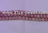 CWF24 15.5 inches 12mm round matte pink wooden fossil jasper beads