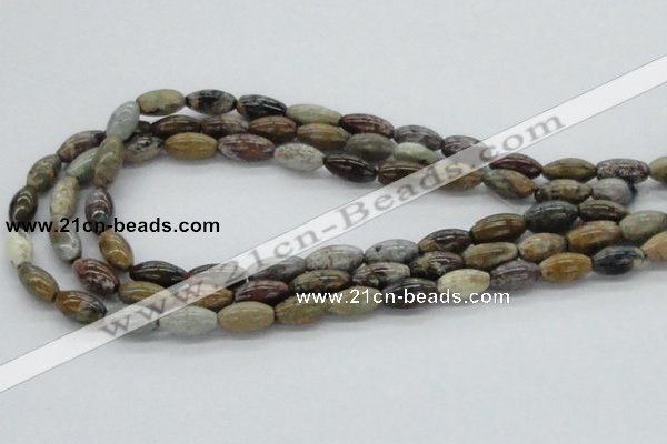CWJ16 15.5 inches 8*16mm rice wood jasper gemstone beads wholesale