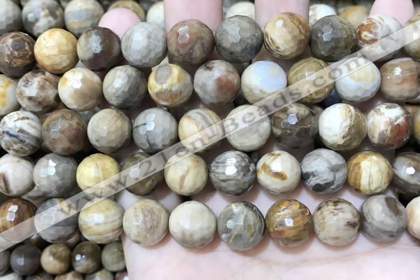 CWJ454 15.5 inches 12mm faceted round wood jasper beads wholesale