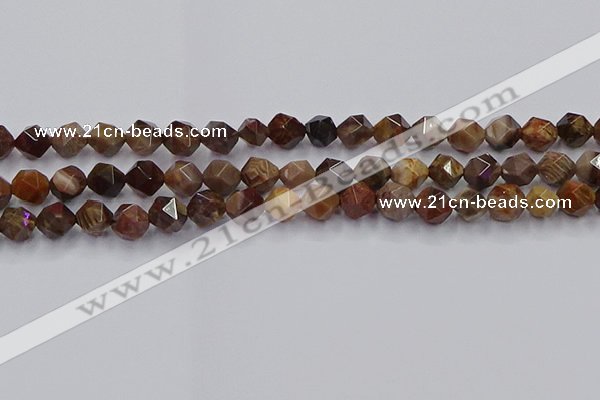 CWJ491 15.5 inches 8mm faceted nuggets wood jasper beads