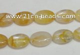 CYC01 15.5 inches 10*14mm oval yellow crystal quartz beads