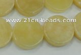 CYJ51 15.5 inches 20mm coin yellow jade gemstone beads wholesale