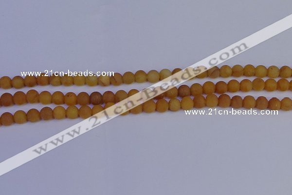 CYJ611 15.5 inches 6mm round matte yellow jade beads wholesale