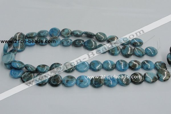 CYQ58 15.5 inches 16mm flat round dyed pyrite quartz beads wholesale